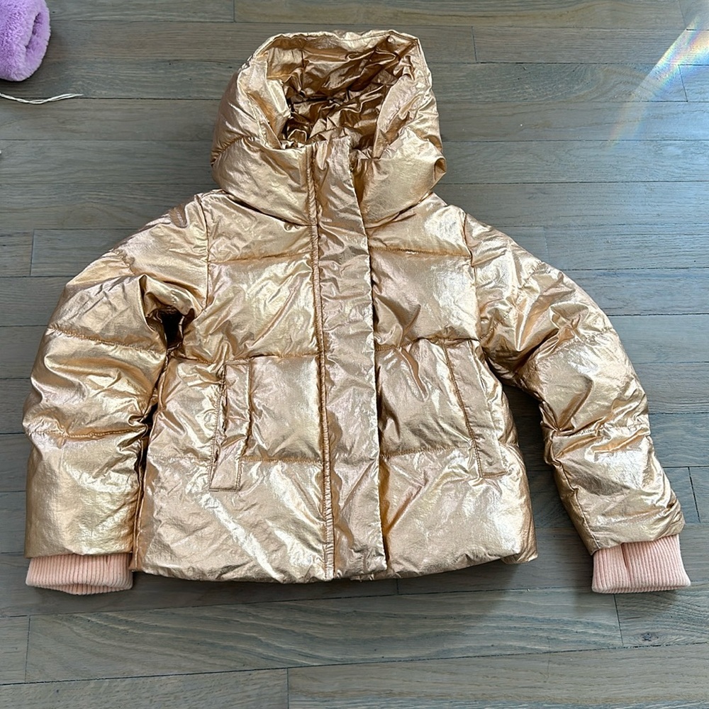 J Crew Crewcuts Rose Gold Metallic Puffer Coat Size 4/5